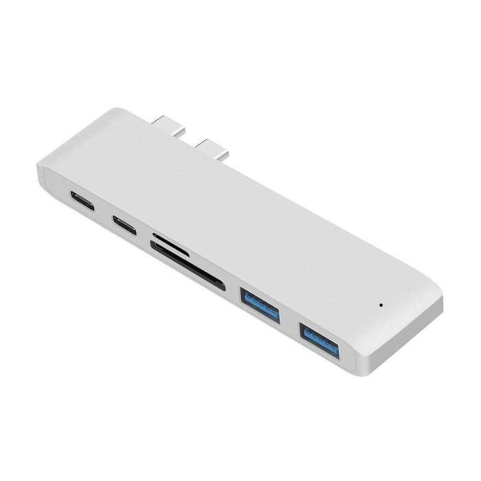 Adaptador 2 USB-C A 6 En 1 Cargador Sd/tf Usb Hub Tipo De Adaptador Para Mac