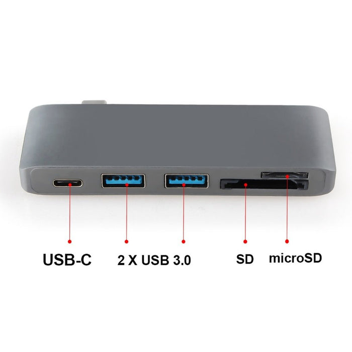 Adaptador 1 USB-C A 6 En 1 Cargador Sd/tf Usb Hub Tipo De Adaptador Para Mac.