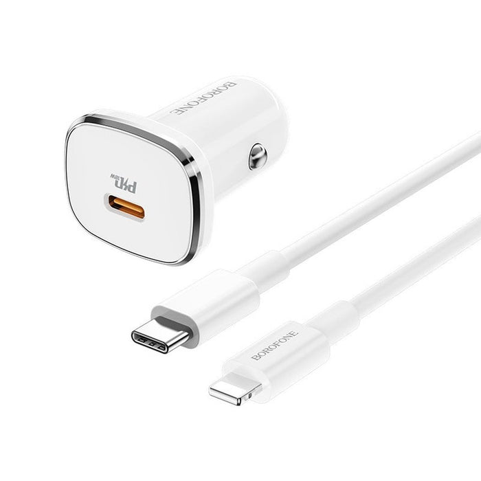 Cargador Para Auto BOROFONE BZ12B  Carga Ultra Rapida USB-C A Lightning 18w