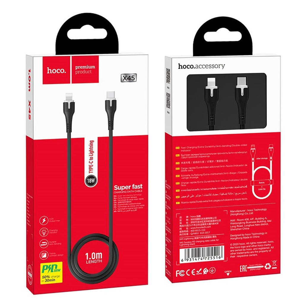 Cable Tipo C a Lightning Hoco X45 1M